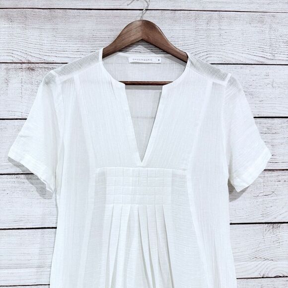 Ghosttropic White Short Sleeve Tunic Dress Size Medium Vacation Beach Cruise - Picture 2 of 11